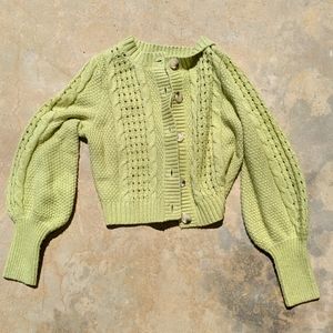 Wild fable green puff sleeve cardigan